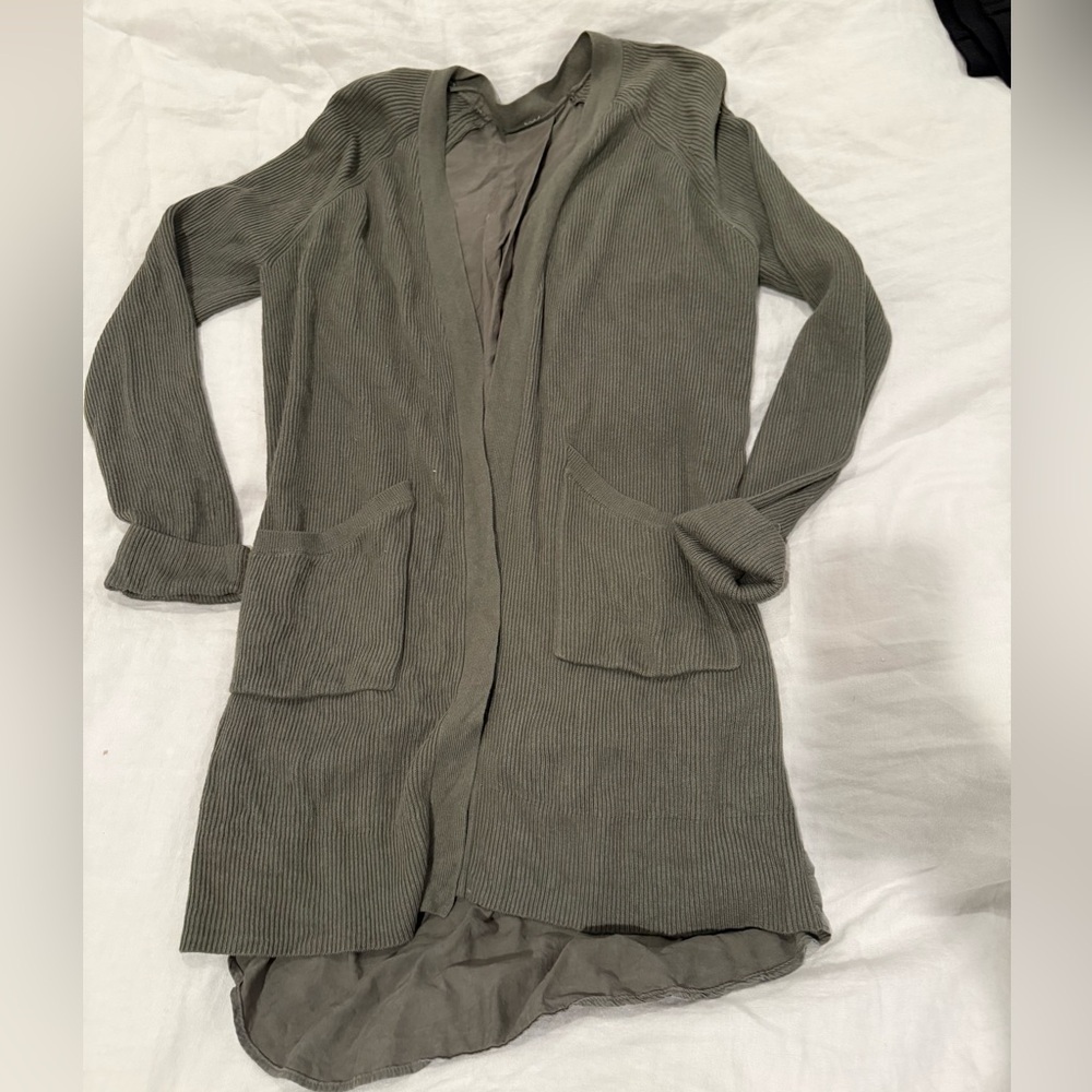 Lululemon Olive Green Open Front Cardigan